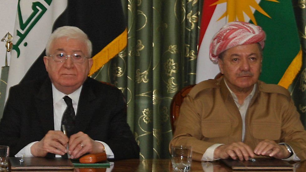 Presiden Irak Fuad Masum dan Presiden Kurdistan Irak Massud Barzani