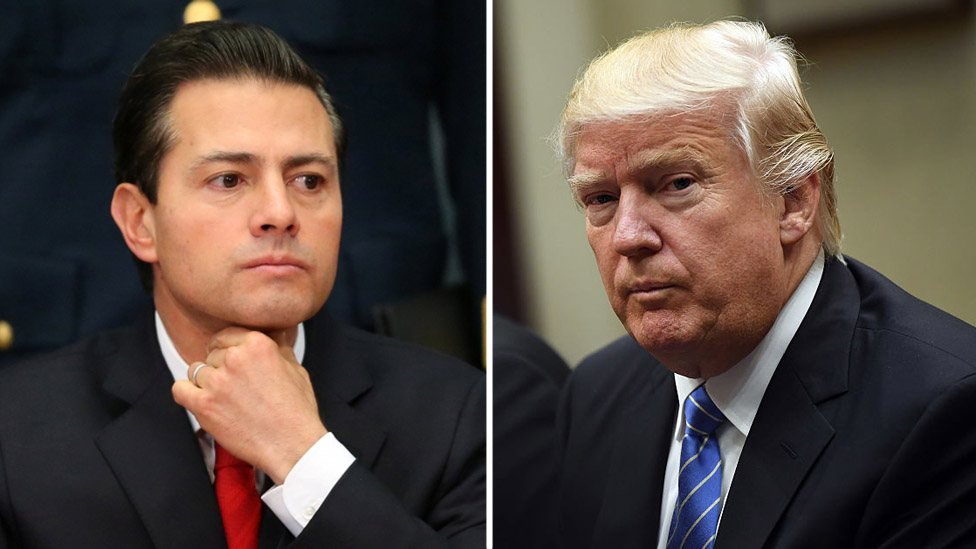 Mexican President Enrique Pena Nieto (L) and US President Donald Trump