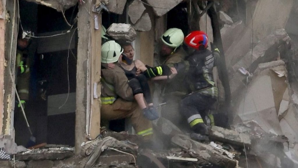 Woman rescued from rubble of Dnipro apartment building