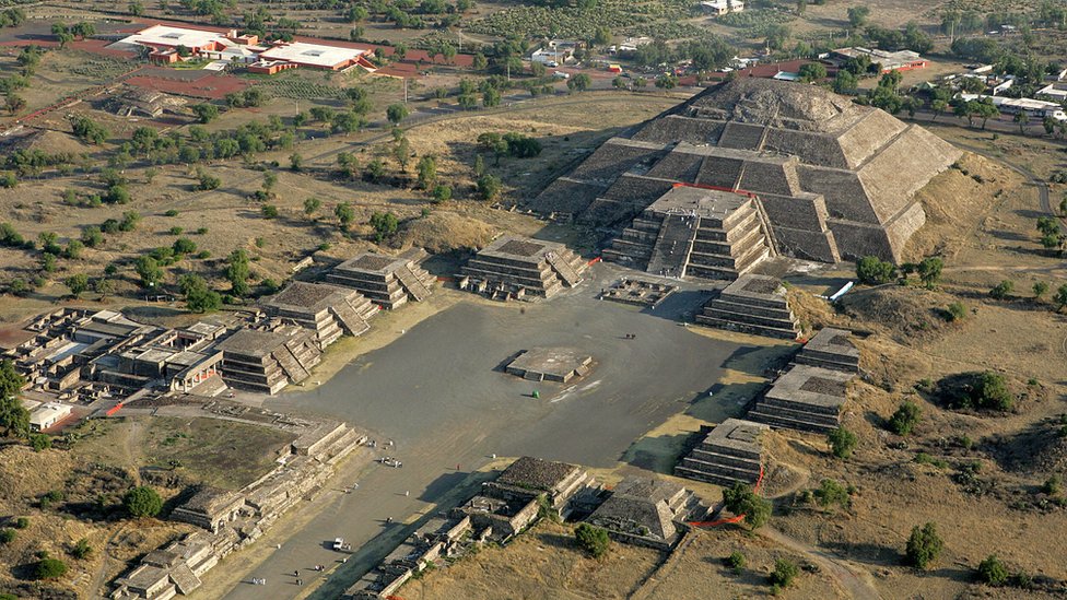 Una vista aérea de Teotihuacán