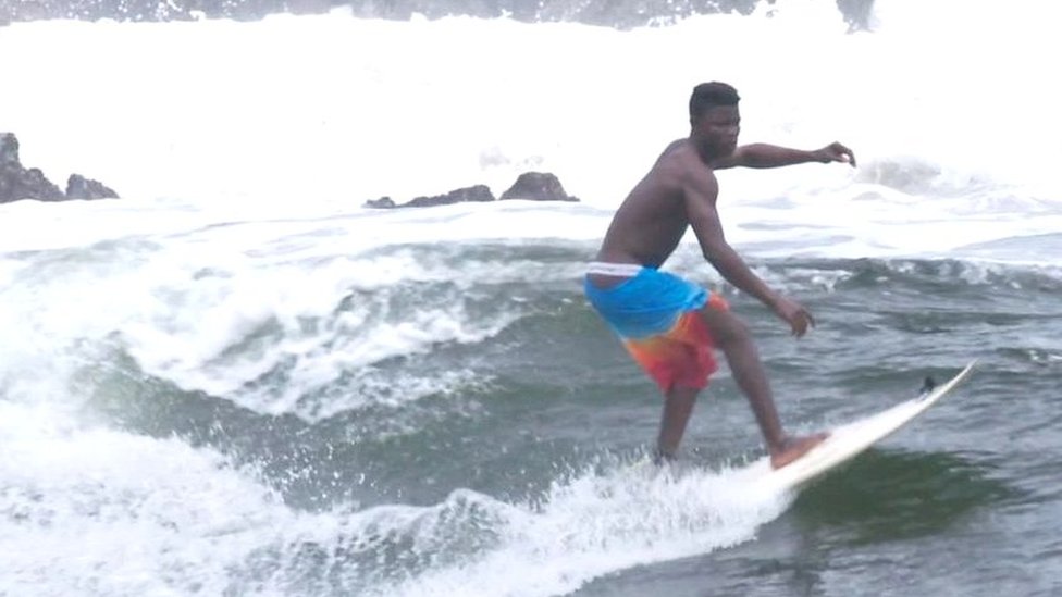 Teaching children to surf Liberia's wild waves