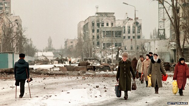 Chechen capital Grozny in ruins in 1996