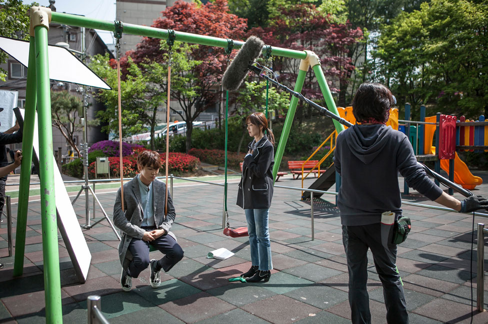 Filmación de un drama televisivo en Corea del Sur.