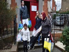 family at food bank