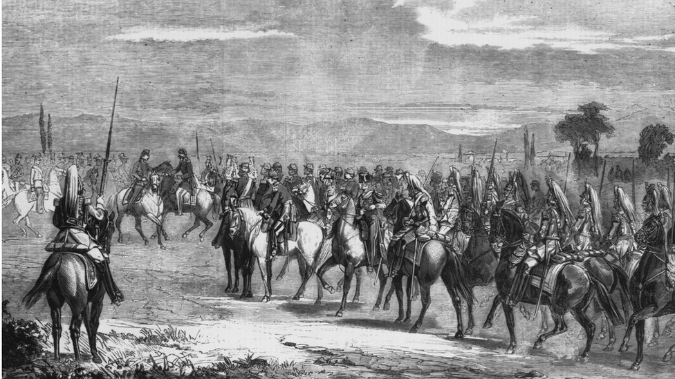 Primero las campañas napoleónicas se llevaron a todos los hombres en la localidad de la que habla esta historia. Ilustración de Napoleón IIII en campaña
