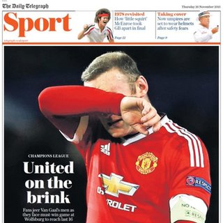 The Daily Telegraph focused on Manchester United's troubles in the Champions League