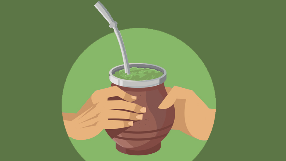 Ilustración de manos pasando el mate