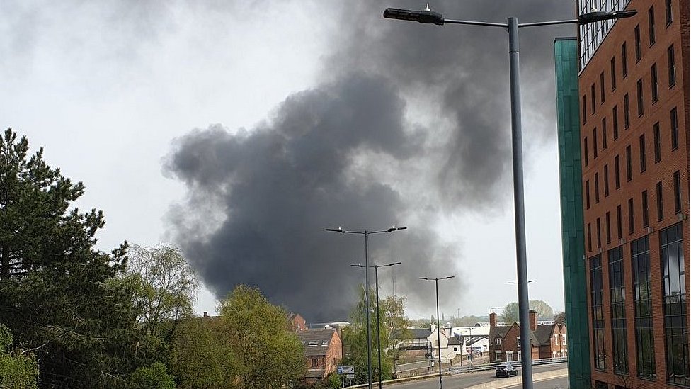 Explosions heard in Derby city centre after blaze