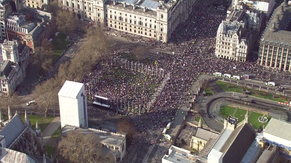 Brexit: Leave supporters rally outside Parliament