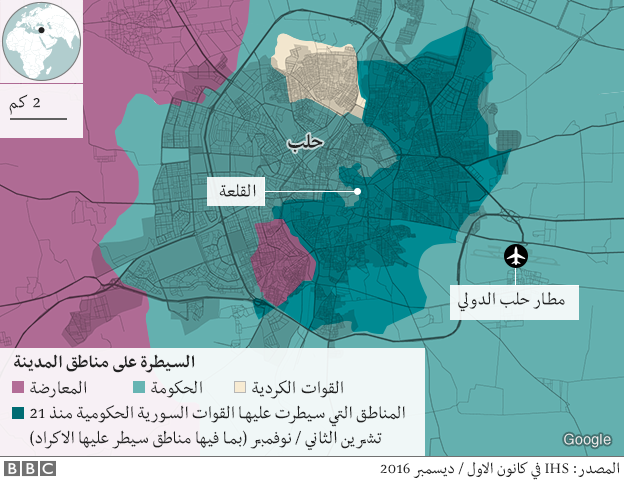 خريطة السيطرة في حلب