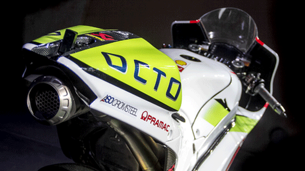 Motorbike showing Octo logo on back