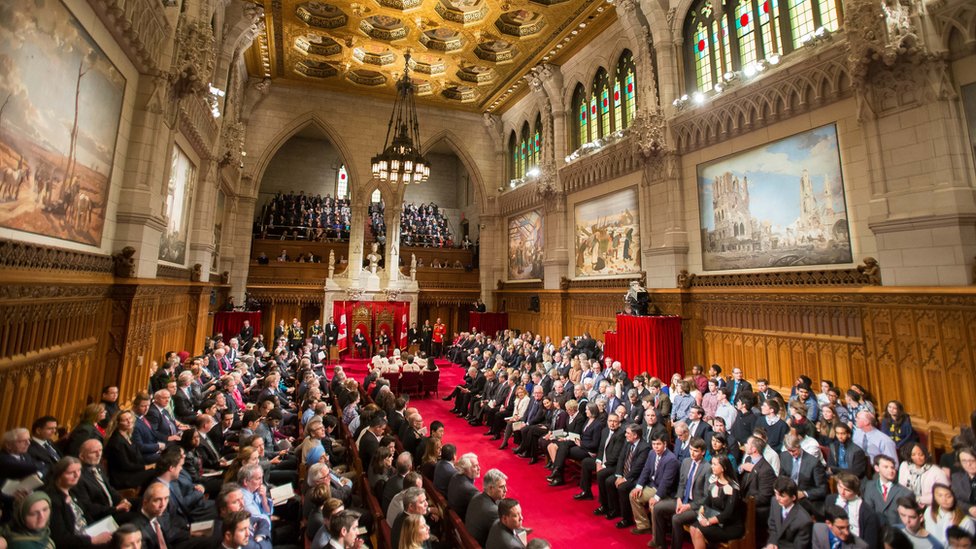 El salón del Senado de Canadá en Ottawa