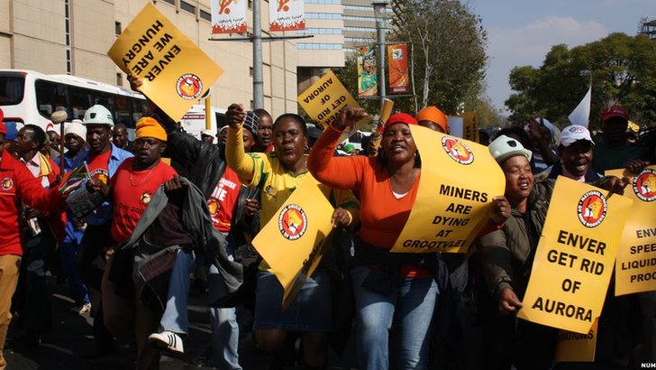 Miners protest in Johannesburg