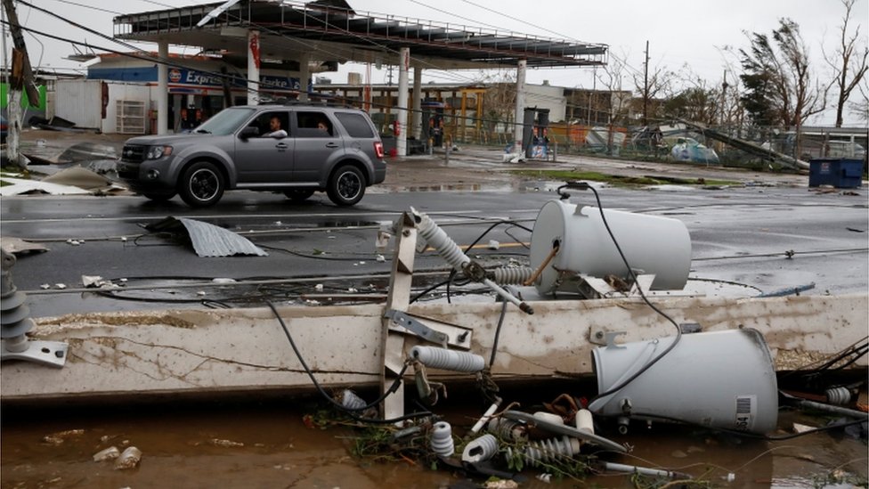 Destrucción del huracán María en Guayama, Puerto Rico.