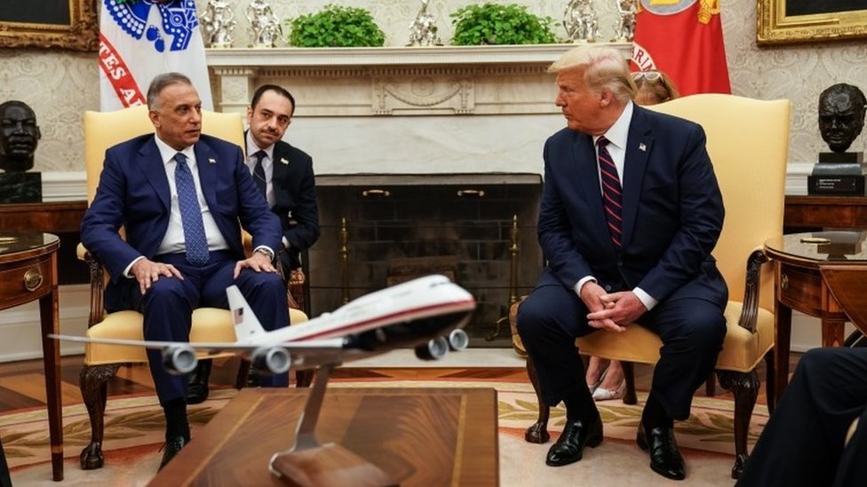 Iraqi Prime Minister Mustafa al-Kadhimi meets US President Donald Trump at the White House on 20 August 2020