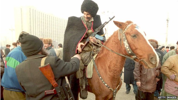 Chechen volunteers gather in the capital to protect it from Russian invasion