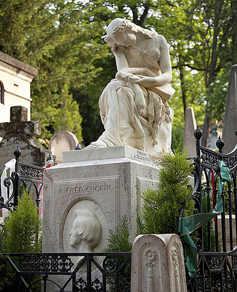 Tumba de Frederic Chopin en el cementerio parisino de Père Lachaise