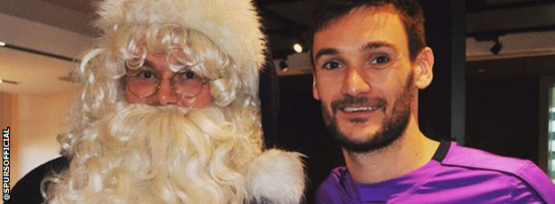 Hugo Lloris and Father Christmas