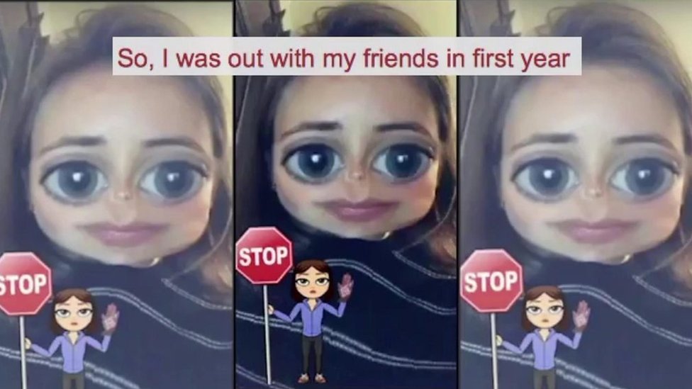 Imagen de una mujer dando el testimonio de su violación por Snapchat