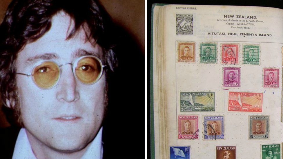 John Lennon's boyhood stamp collection displayed in New York
