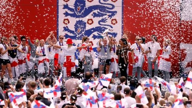 2022年歐洲杯：英格蘭球員和球迷在特拉法爾加廣場慶祝 - CBBC新聞綜合頻道