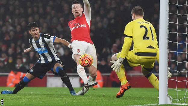 koscielny goal newcastle arsenal premier league