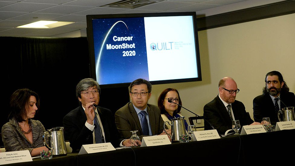 Patrick Soon-Shiong durante la presentación de su iniciativa Cancer Moonshot 2020.