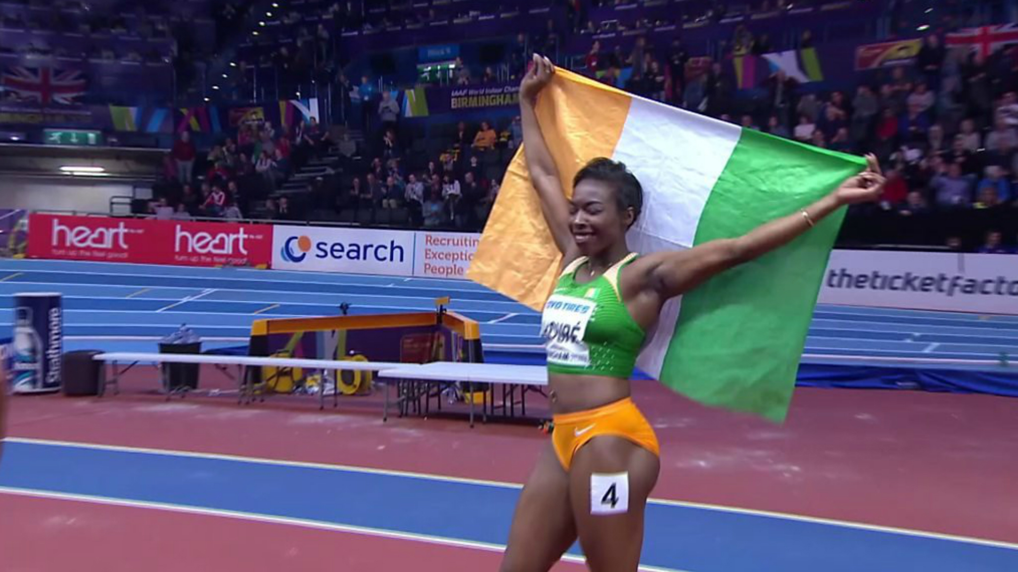 Watch: Ivory Coast's Ahoure celebrates 60m gold with Irish flag
