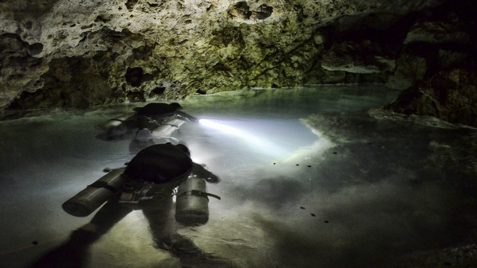 Grupo de exploración de la cueva Sac Actun.