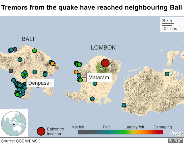 インドネシアの人気リゾート地ロンボク島でM6.4の揺れ 多数死傷