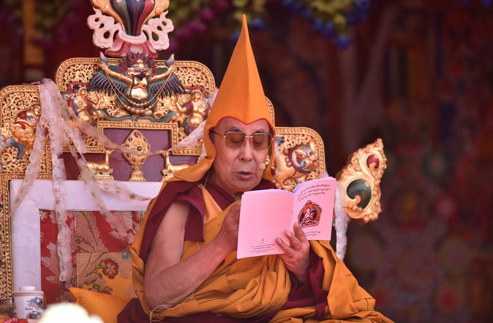The Dalai Lama during his visit to Tawang near the India-China border in Arunachal Pradesh on April 10, 2017