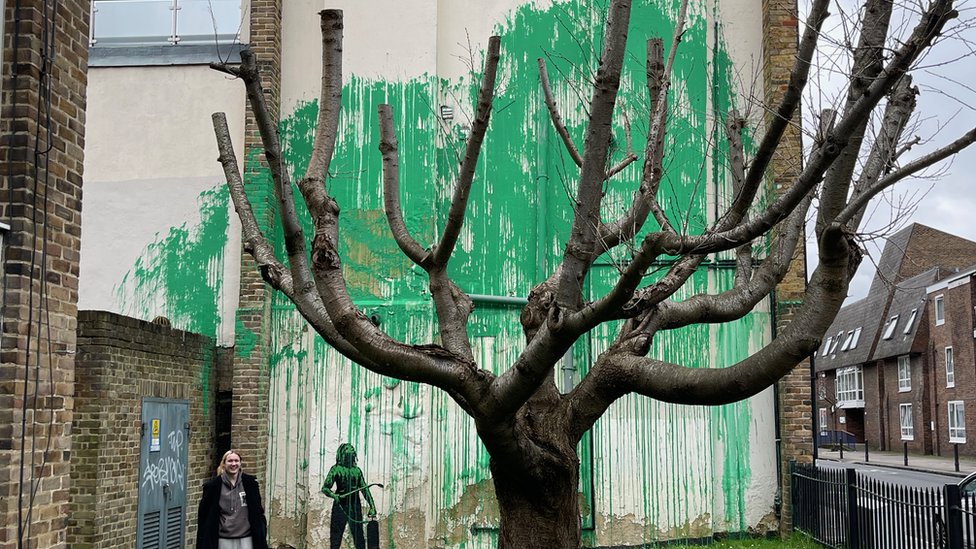 Speculation Banksy is behind new tree mural in London street