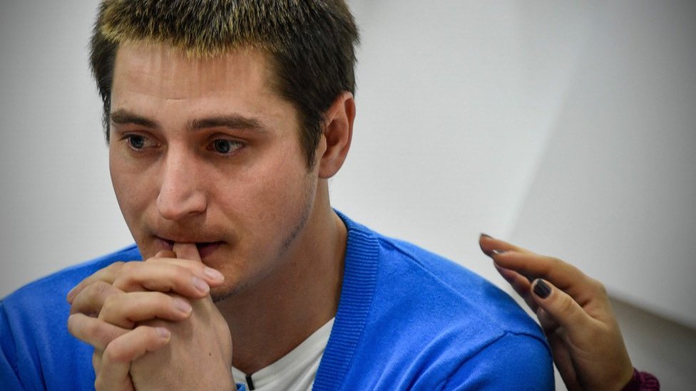 Maxim Lapunov, de 30 años, durante una conferencia de prensa en Moscú el 16 de octubre de 2017
