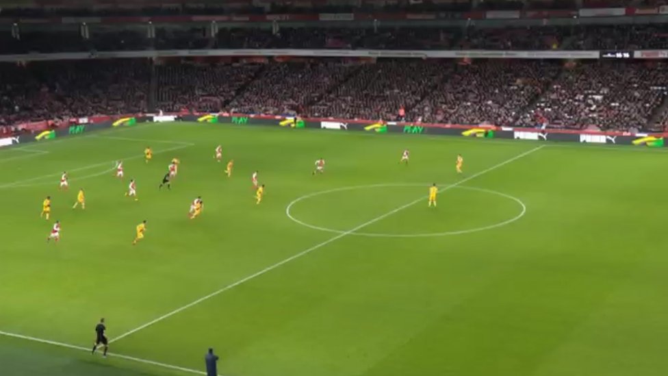 Esquema de la jugada de Arsenal en el gol de Olivier Giroud