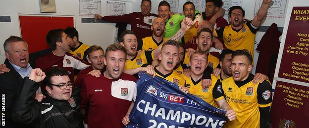 Northampton Town celebrate the title