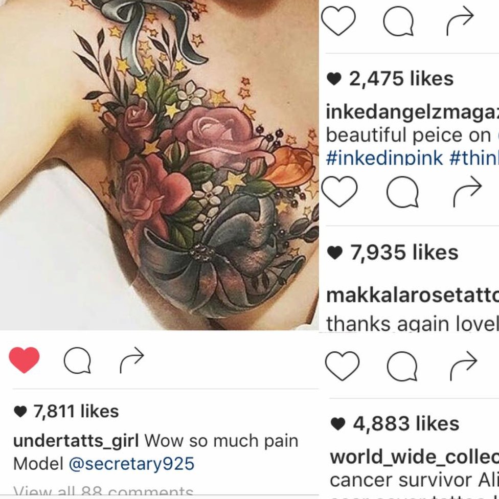 El tatuaje de una mujer con cáncer de mama que se volvió viral en internet  - BBC News Mundo