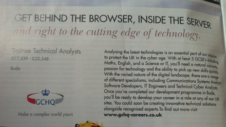 Ad for GCHQ job