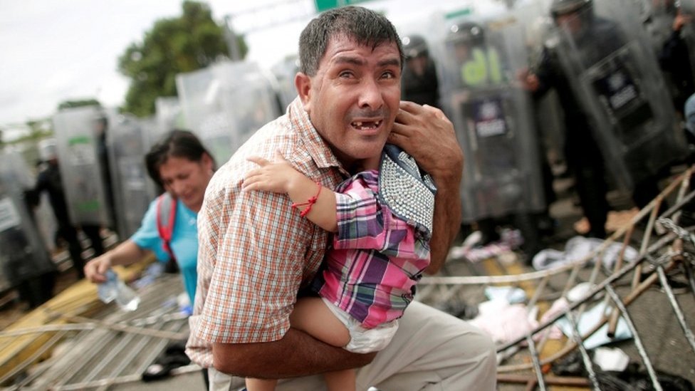 Families tear gassed at Mexico border