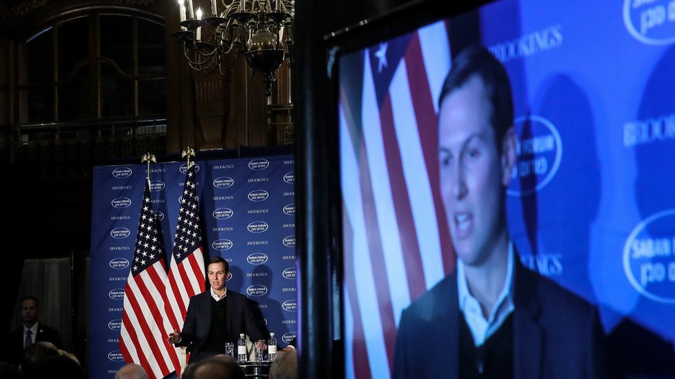 Adviser to President Trump, Jared Kushner, speaks during a conversation with Haim Saban at the Saban Forum, December 3, 2017 in Washington, DC