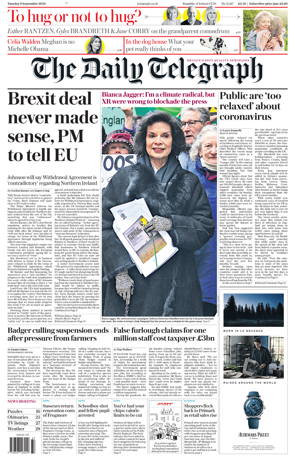 Front page of the Daily Telegraph
