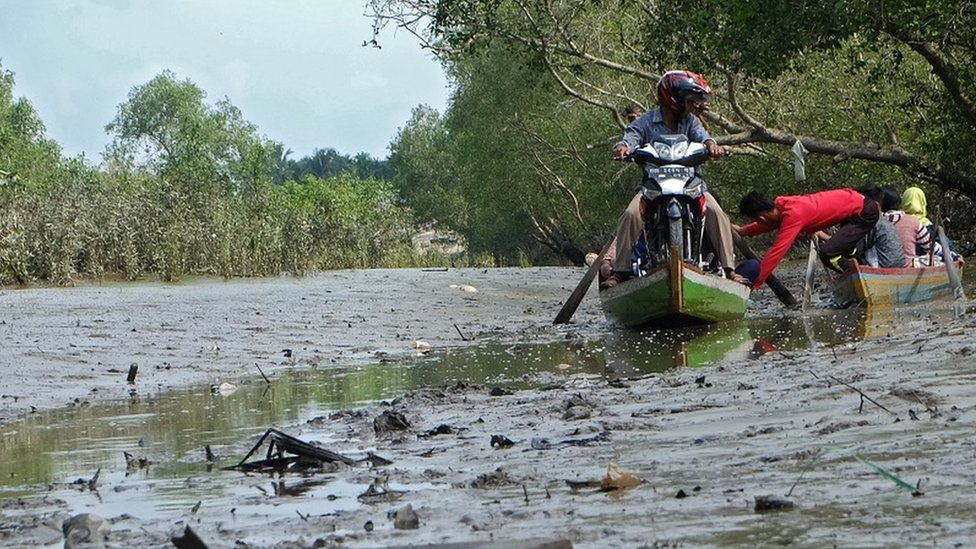 Sampan leper, solusi lokal masalah transportasi ketika air sungai di Riau surut