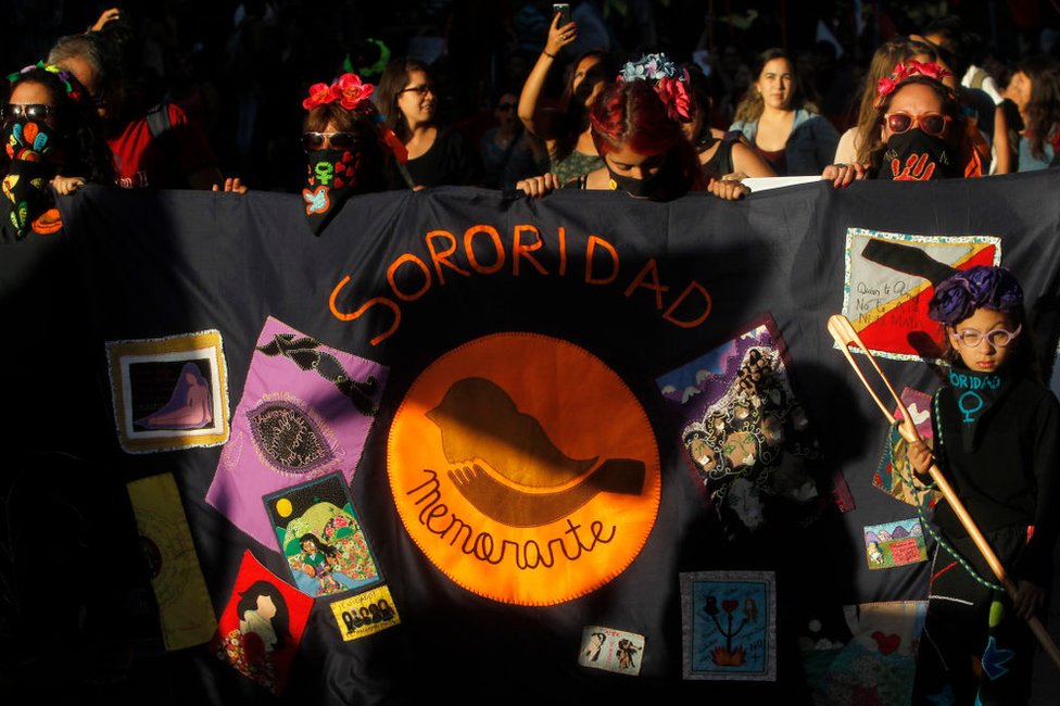 Protesta contra la violencia machista en Santiago de Chile el 8 de marzo de 2017.