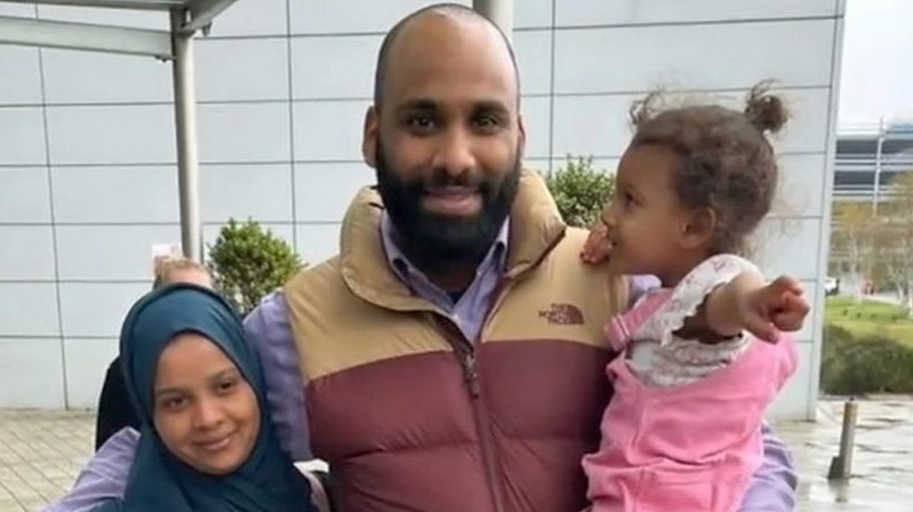 Family reunited after escape from Sudan