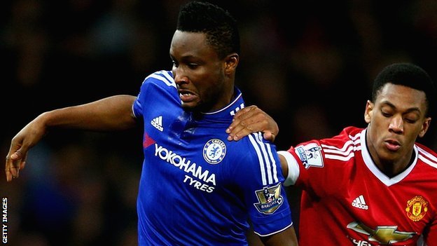 Chelsea's John Mikel Obi (left) and Manchester United's Anthony Martial