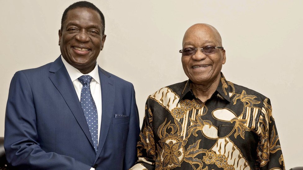 Emmerson Mnangagwa kiri dan Jacob Zuma