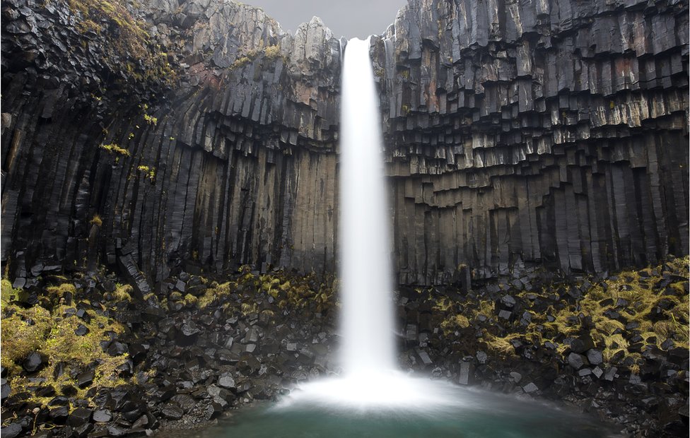 Waterfall in basalt formation