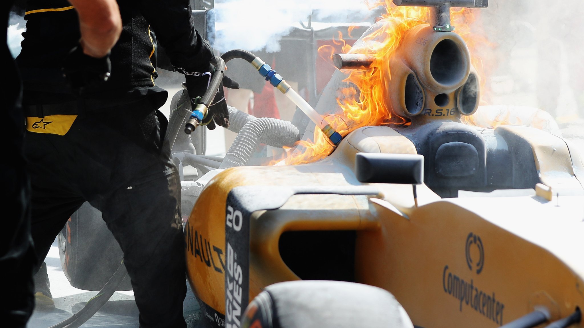 Nico Rosberg heads Lewis Hamilton in Malaysia practice after bizarre Renault fire