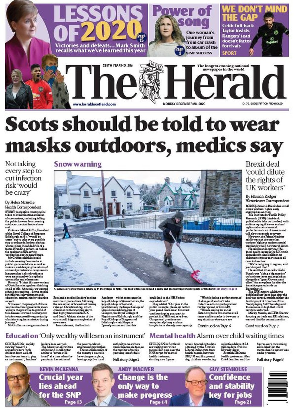 Scotland S Papers Nhs Facing Perfect Storm And New Vaccine Rollout