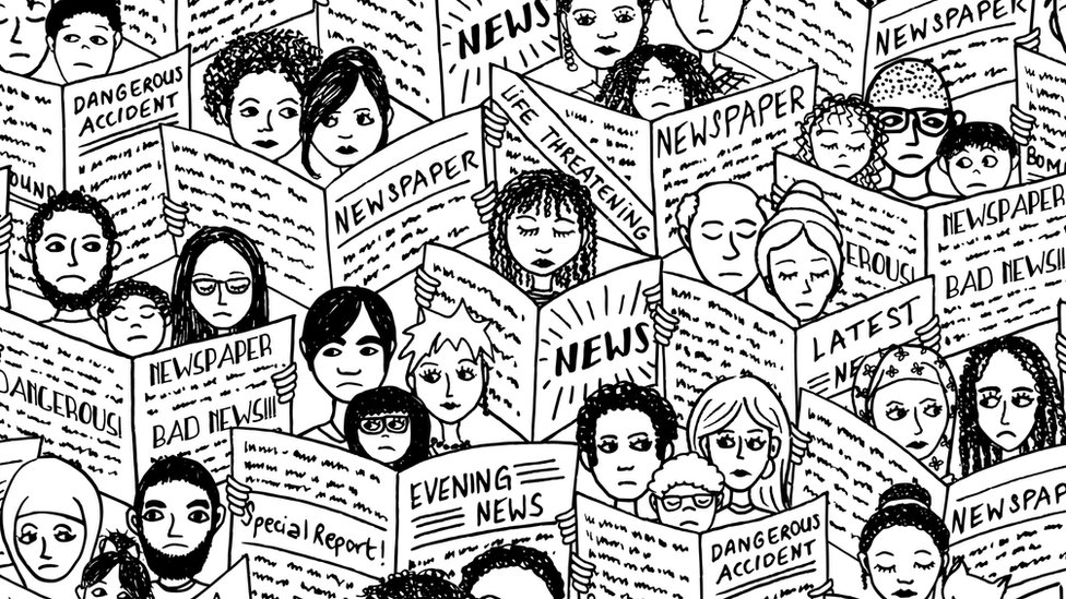 Ilustración de gente leyendo periódicos (Imagen: frimages / Getty)