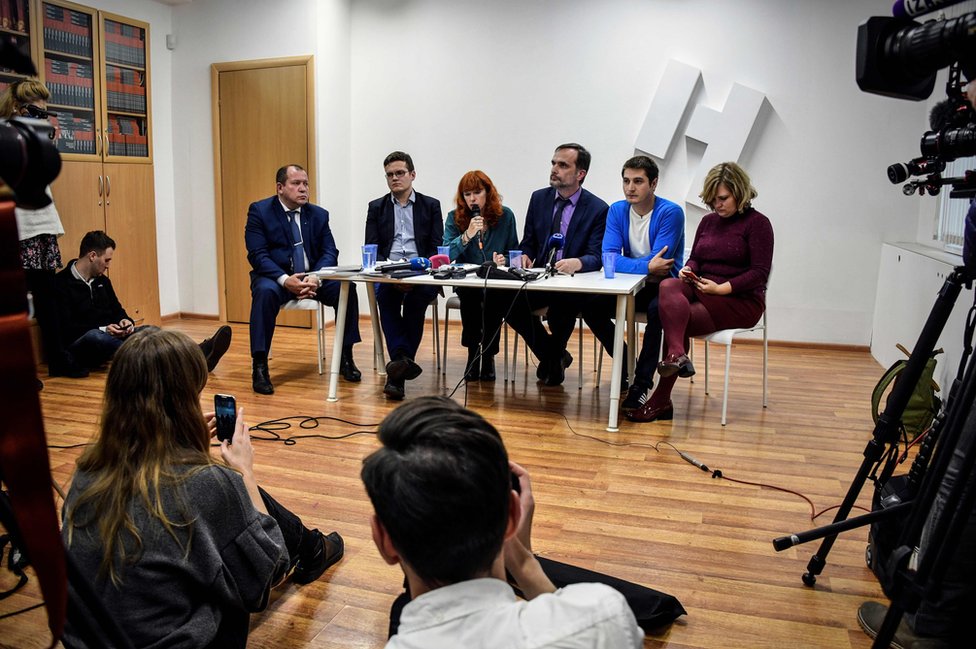 Maxim Lapunov, de 30 años, durante una conferencia de prensa en Moscú el 16 de octubre de 2017